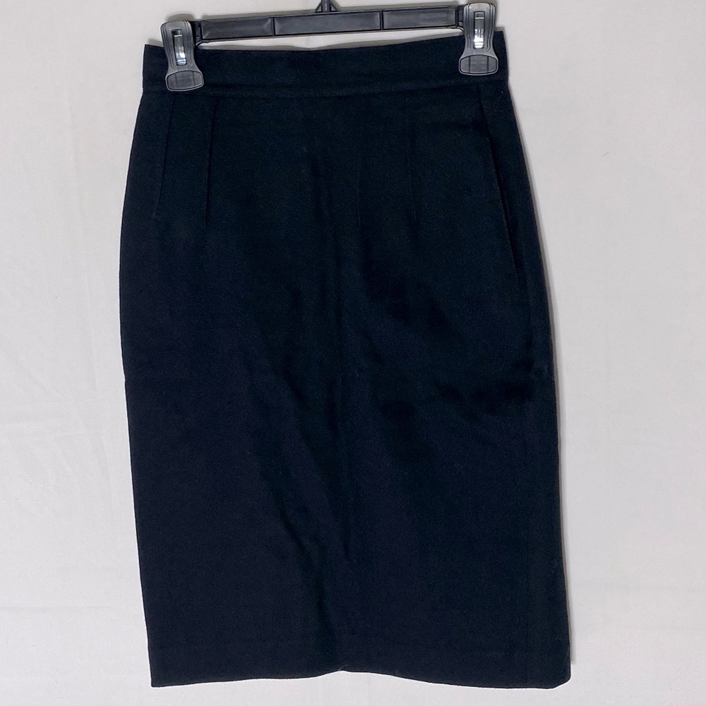 Vintage Chocolates Black Wool Knee Length Pencil Skirt 6 Career Wear